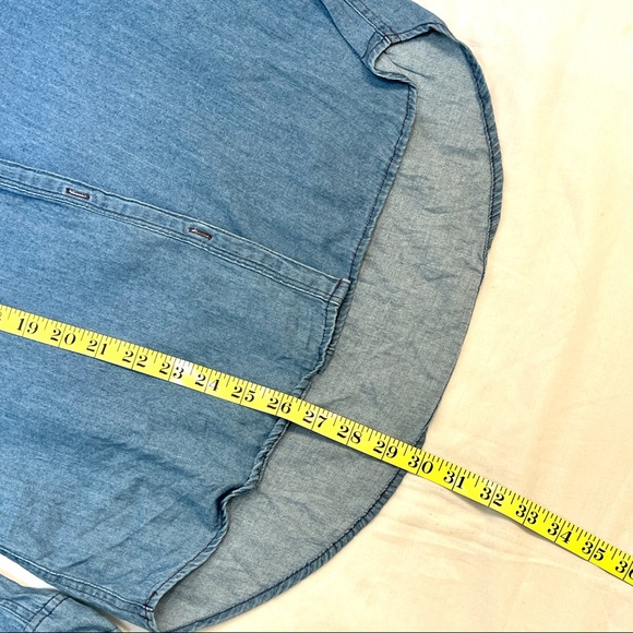 Papaya 100% Cotton Blue Denim Chambray Ladies Long Sleeve Shirt size M - Picture 11 of 12